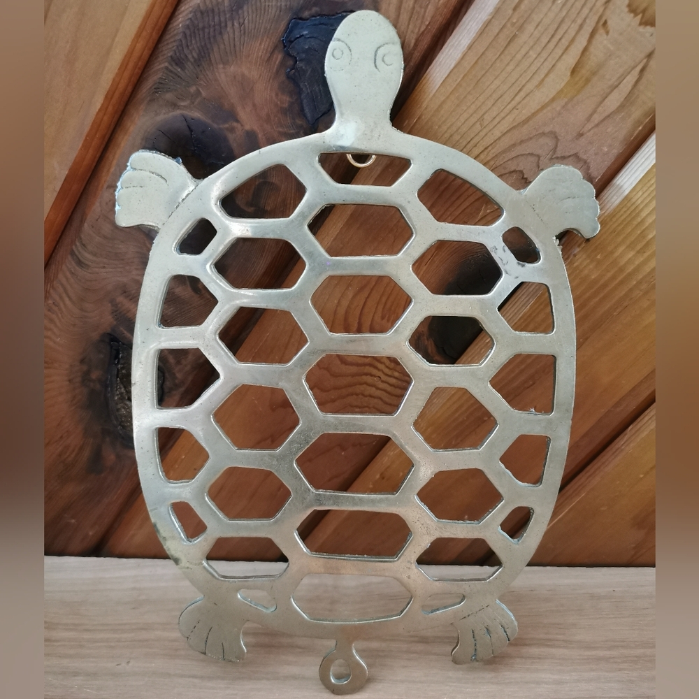 Vintage Brass Turtle Trivet
